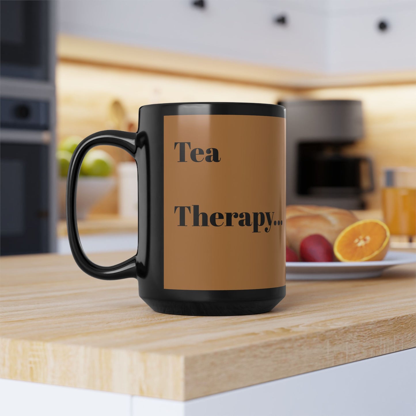 Brewed Therapy Mok - Gezellige 11oz & 15oz Zwarte theekop voor Ontspanning & Zelfzorg