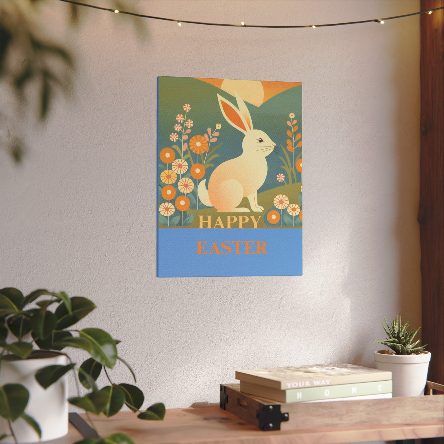 Impression Giclée sur toile Lapin de Pâques - Décoration murale Joyeuses Pâques