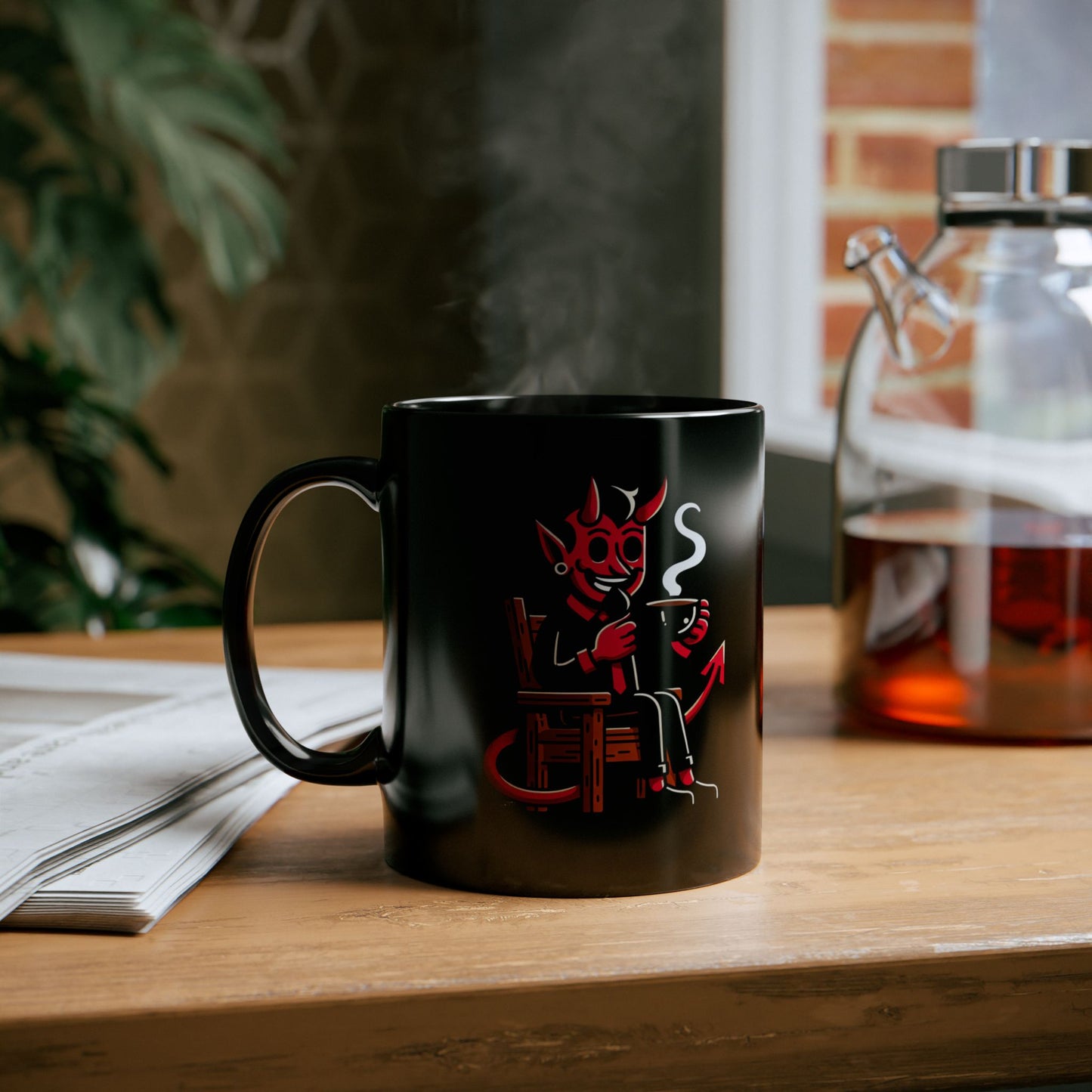 Devil Loves Coffee Black Mug - Fun 11oz & 15oz Coffee Cups for Coffee Lovers