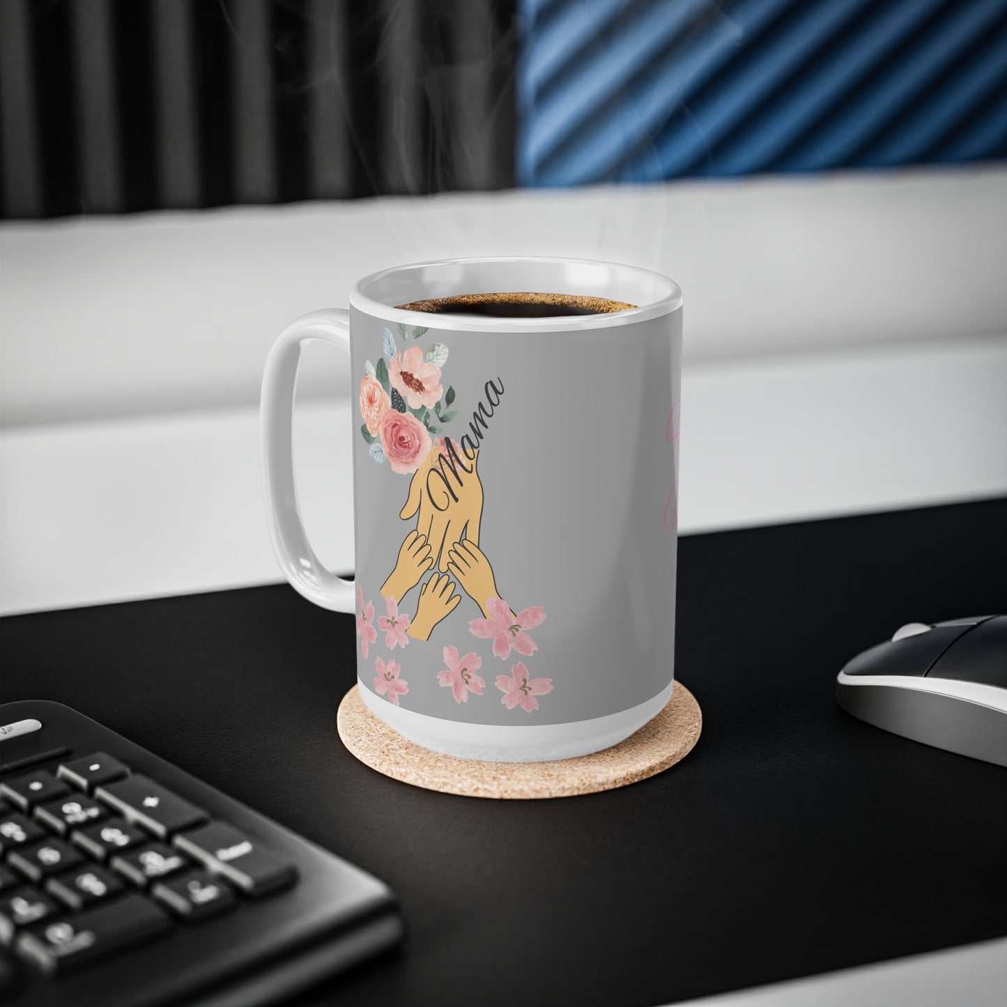 Gepersonaliseerde Mama Mok - Gelukkig Moederdagcadeau - Bloemen Keramische Koffiekop