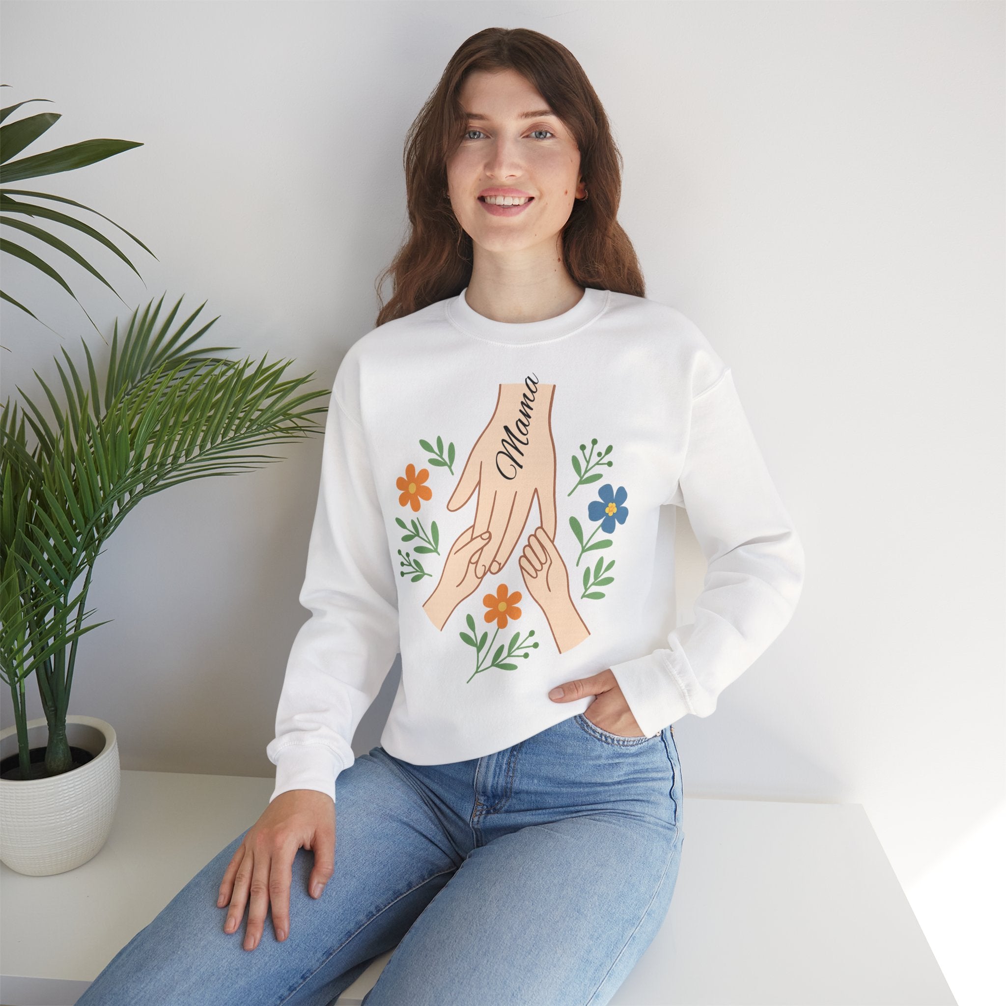 Personalized Mama Hands Crewneck Sweatshirt